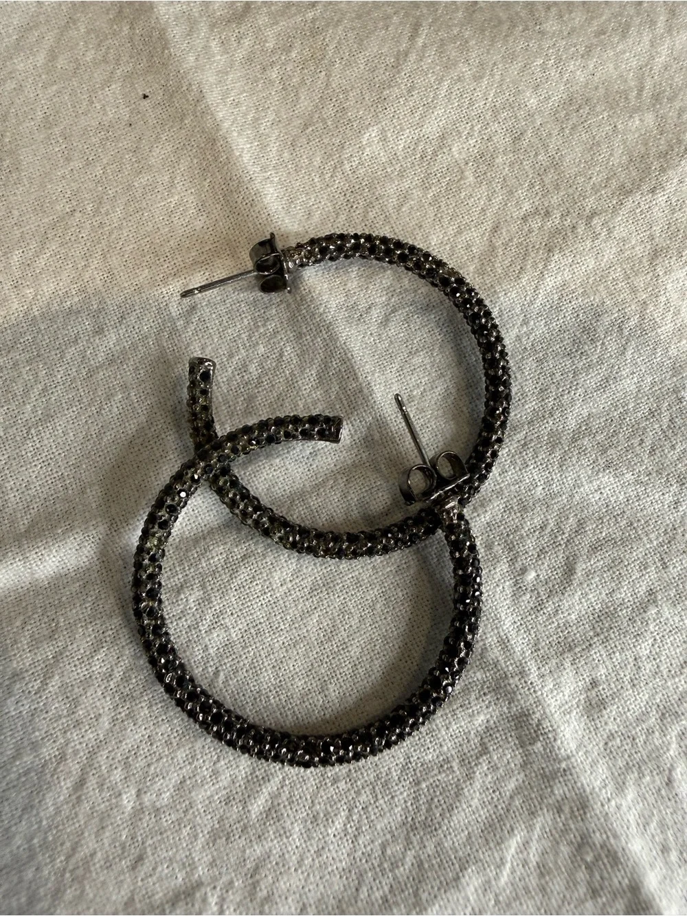 Nordstrom Black Cubic Zirconia Pavé Hoop Earrings
